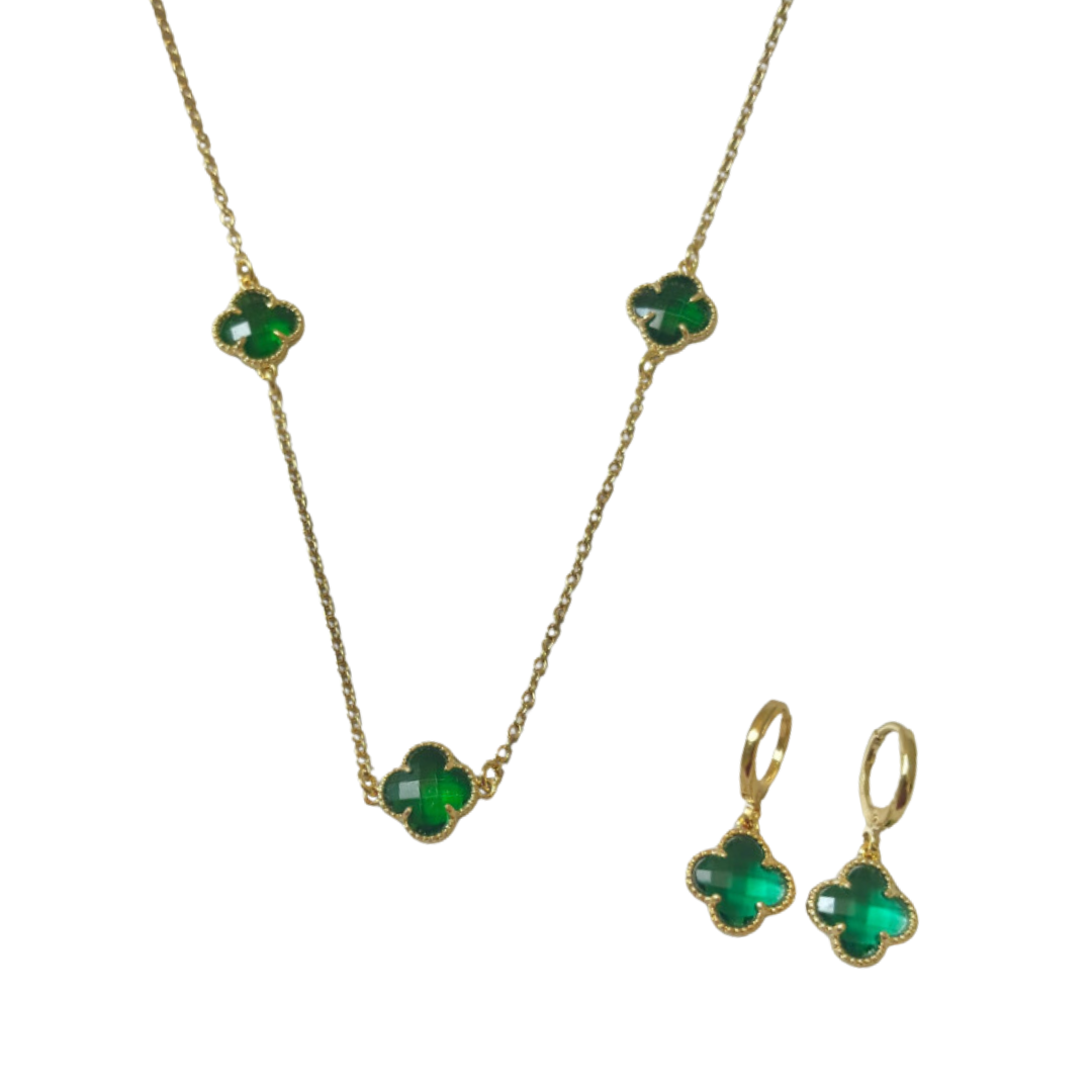 CONJUNTO CLEEF VERDE DOURADO